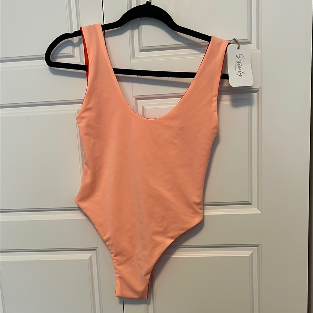 Sleek Peach One-Piece Swimsuit